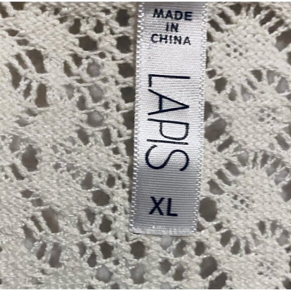 Lapis Anthropologie Top Womens XL Ivory Button Up Crochet Western Cottagecore - Picture 4 of 7